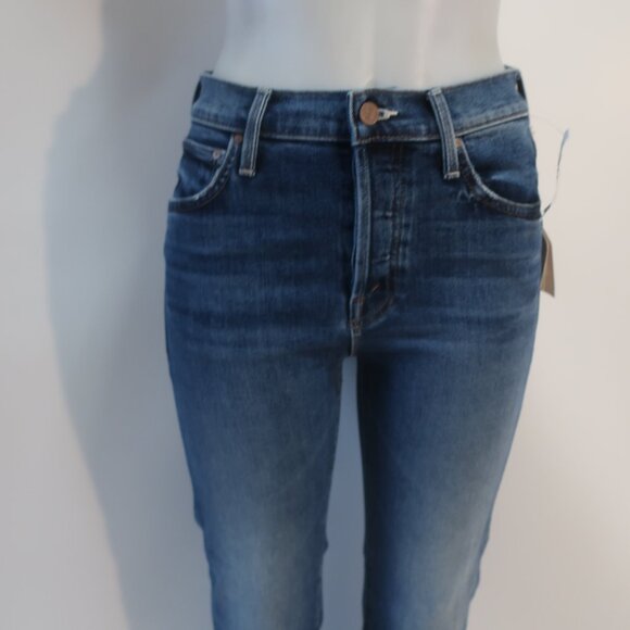 NWT Womens MOTHER Blue The Scrapper Cuff Ankle Fray Smash Banjo's Denim Jeans 24 - Picture 6 of 13